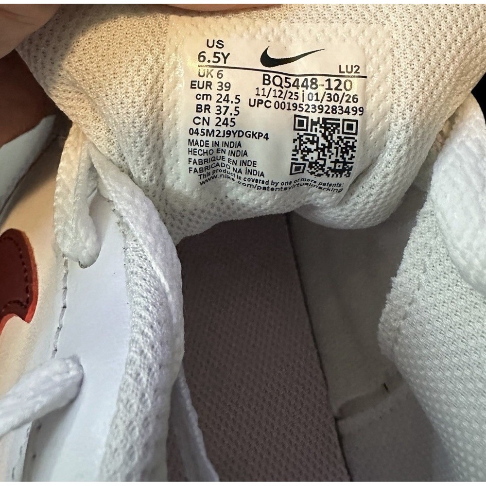 Nike Court Borough Low 2 (GS) 6.5Y/8W White w/Pink & Beetroot - Picture 6 of 8